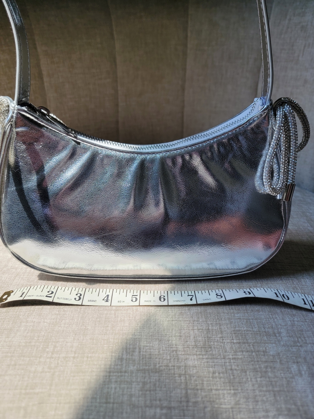 Metallic Silver Shoulder Bag - Stylish Evening Bag